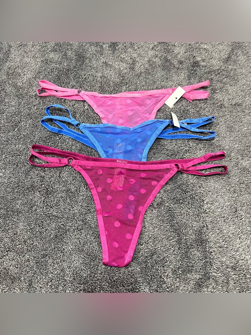 NWO❗️Juicy Couture 3 Pack Women's Polka Dot Mesh G-String Thong Panties size M